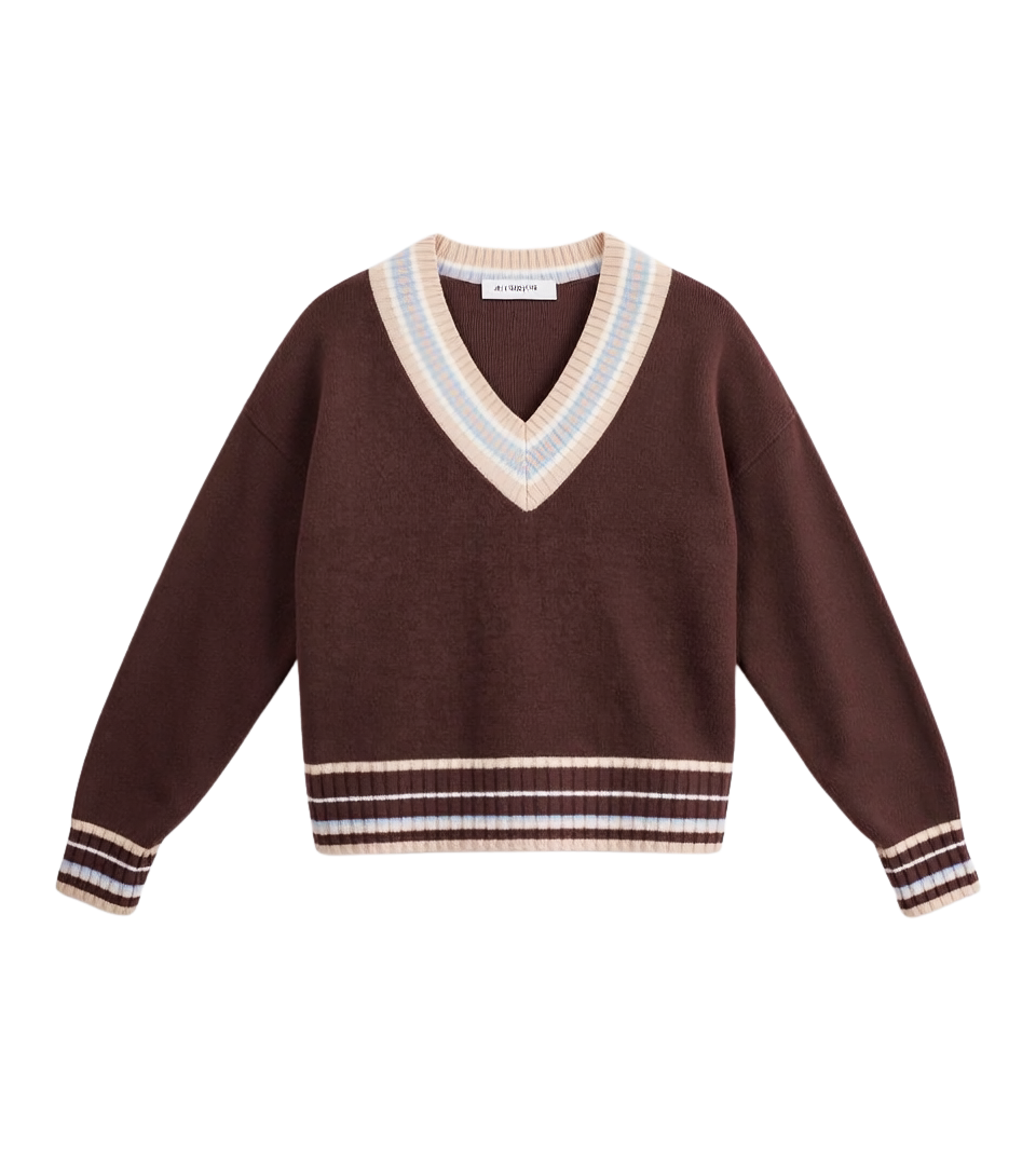 STITCHY TRIM V NECK