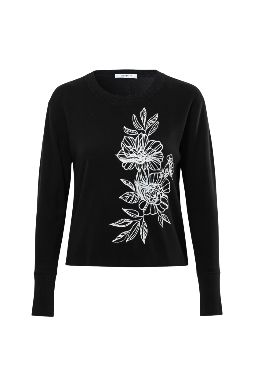 ITZEL FLORAL EMBROIDERY KNIT TOP