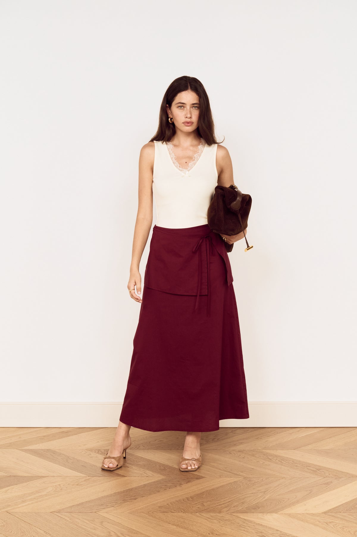 LOLA OVERLAY MIDI SKIRT