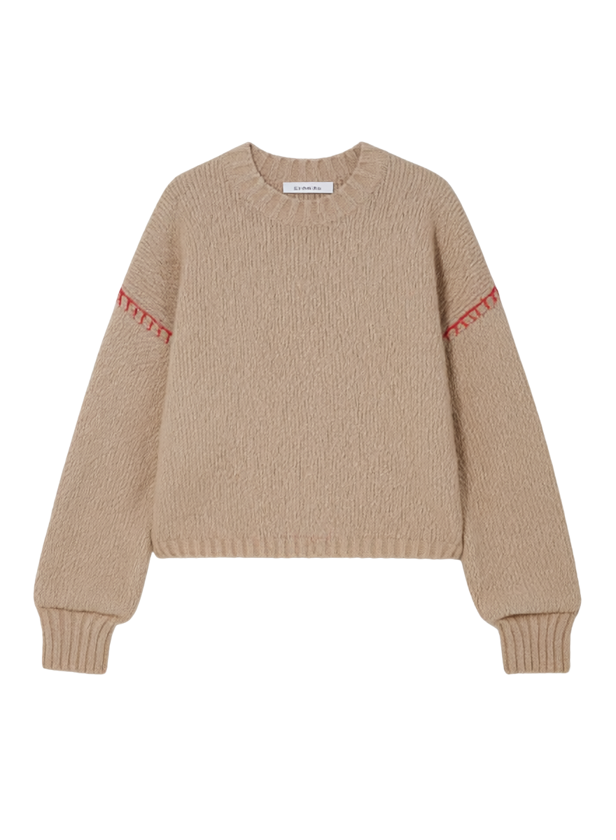 BOXY CREW W/ BLANKET STITCHED REVERSED SEAMS