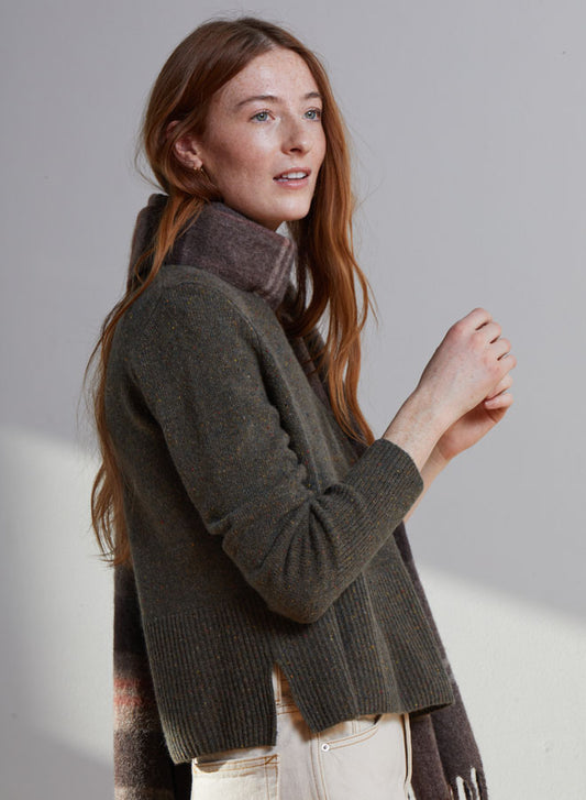 4-Ply Cropped Boxy Crew W/ Side Slits