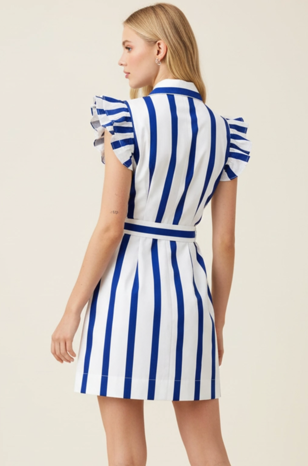 STRIPED BUTTON DOWN MINI DRESS