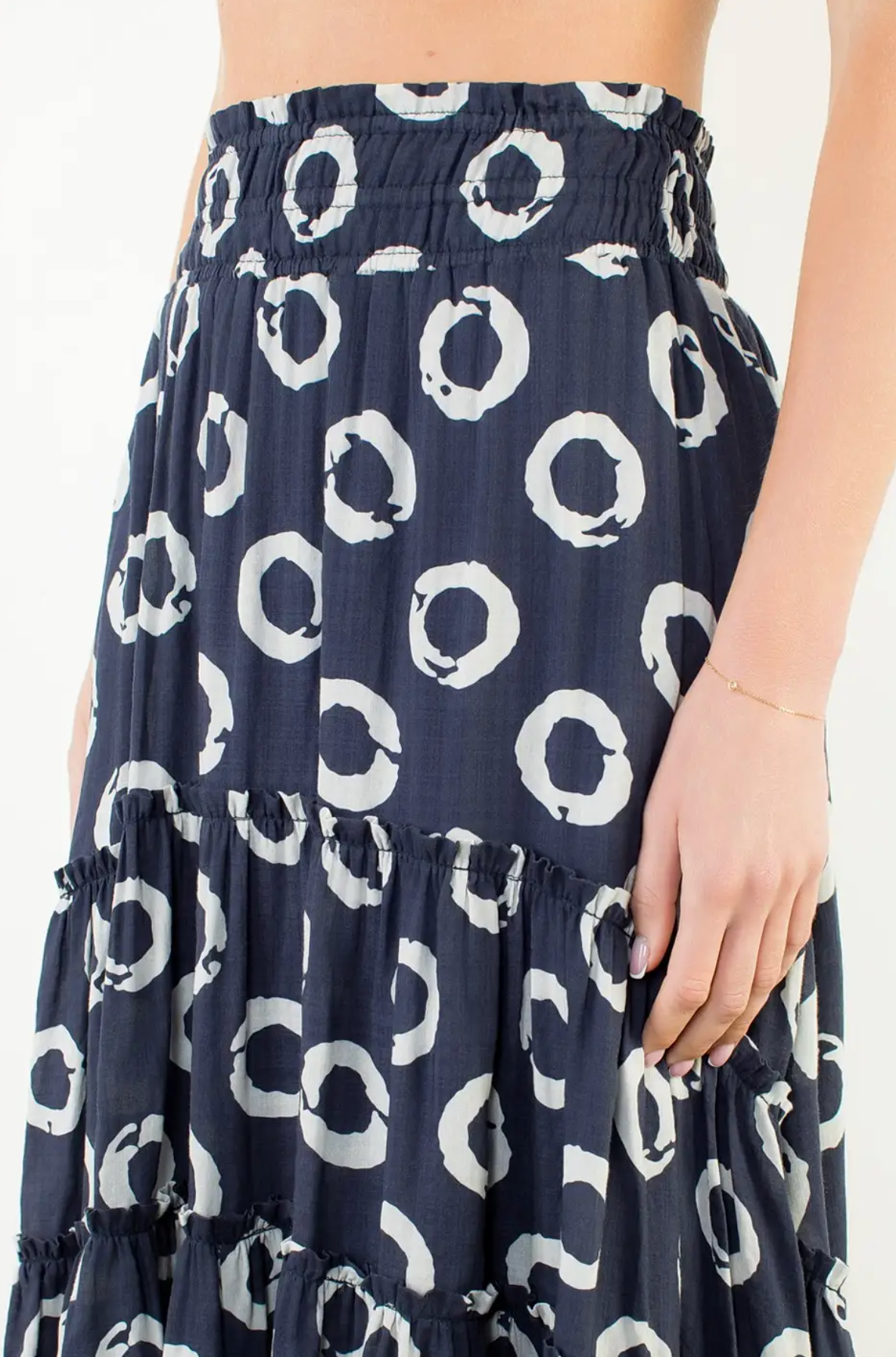 ELASTIC WAIST RUFFLED SKIRT