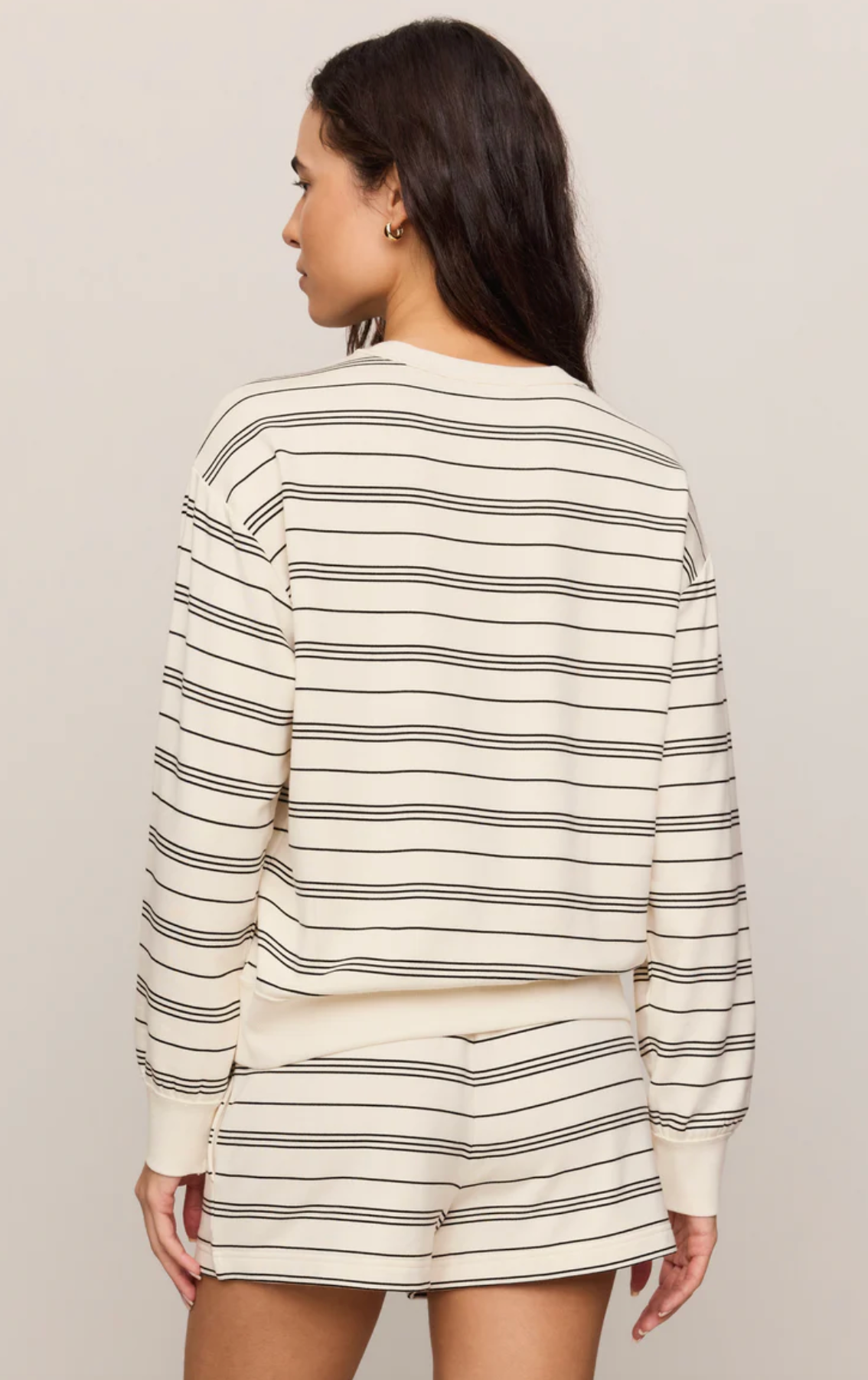 STAND OUT STRIPED FLEECE SWEATSHIRT