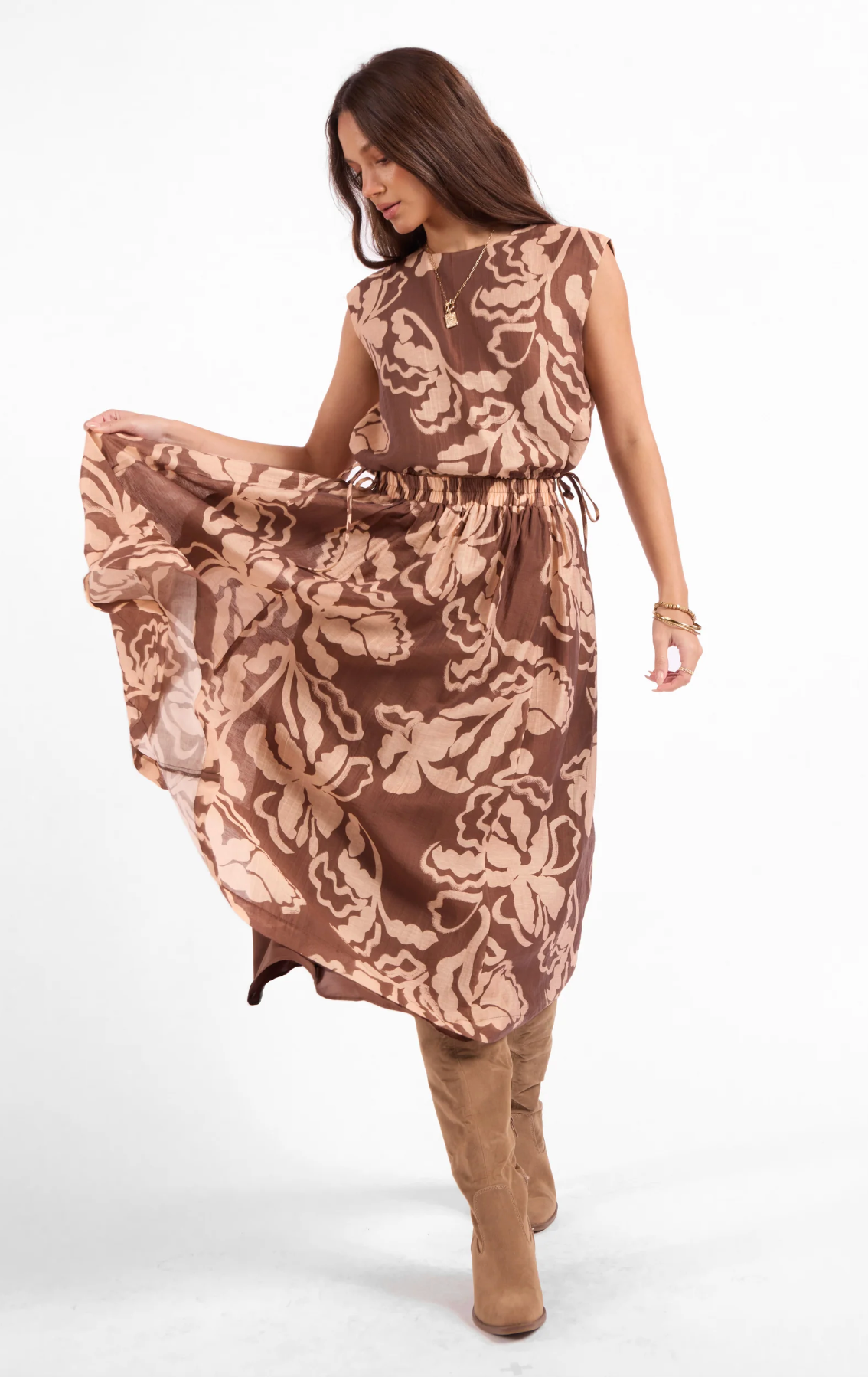 RUSTIC CHARM MIDI SKIRT