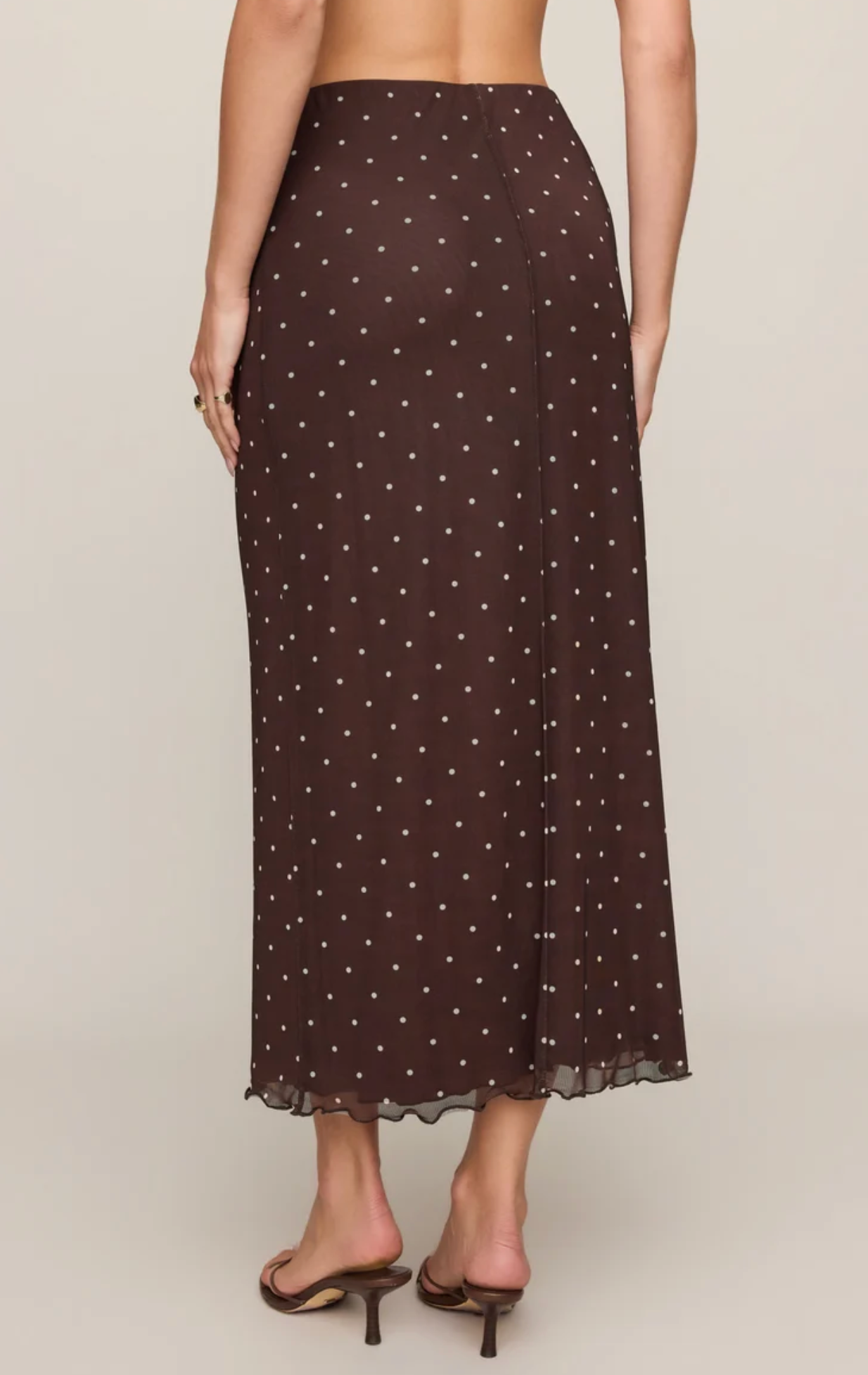 EDA POLKA DOT MESH MIDI SKIRT