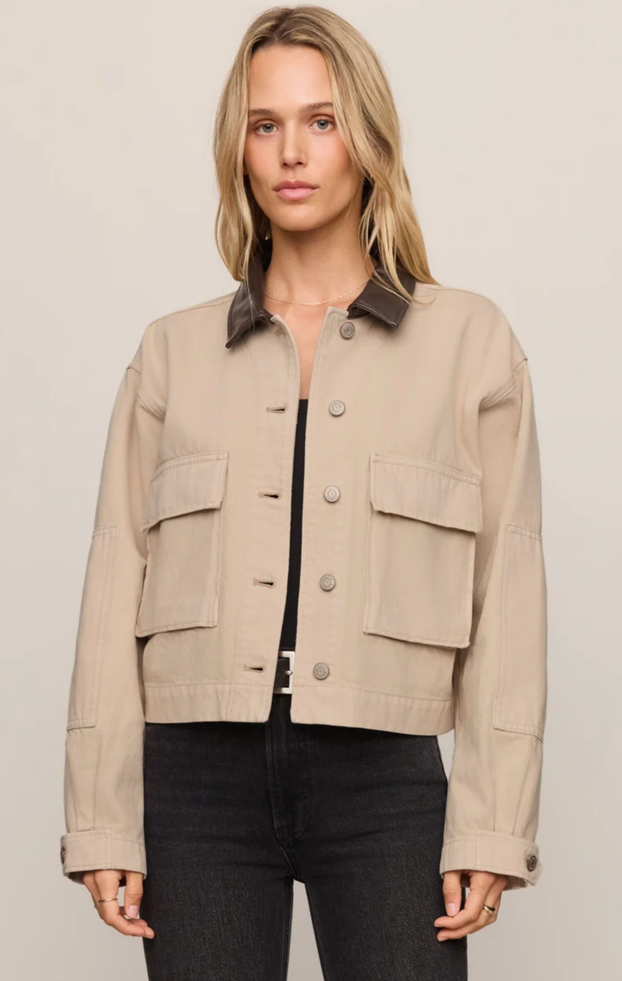 REY CROPPED DENIM CHORE JACKET