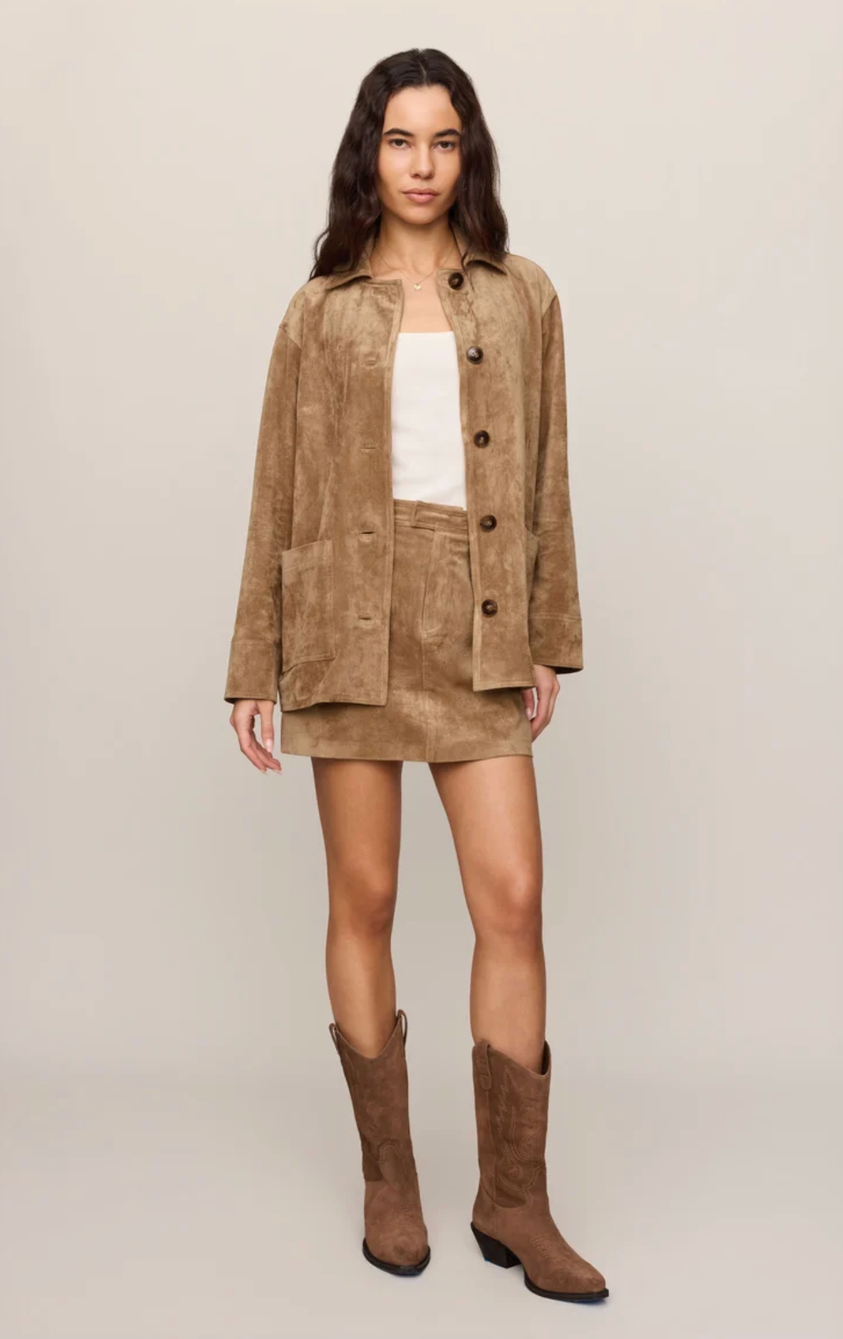 DECKER FAUX SUEDE CHORE COAT