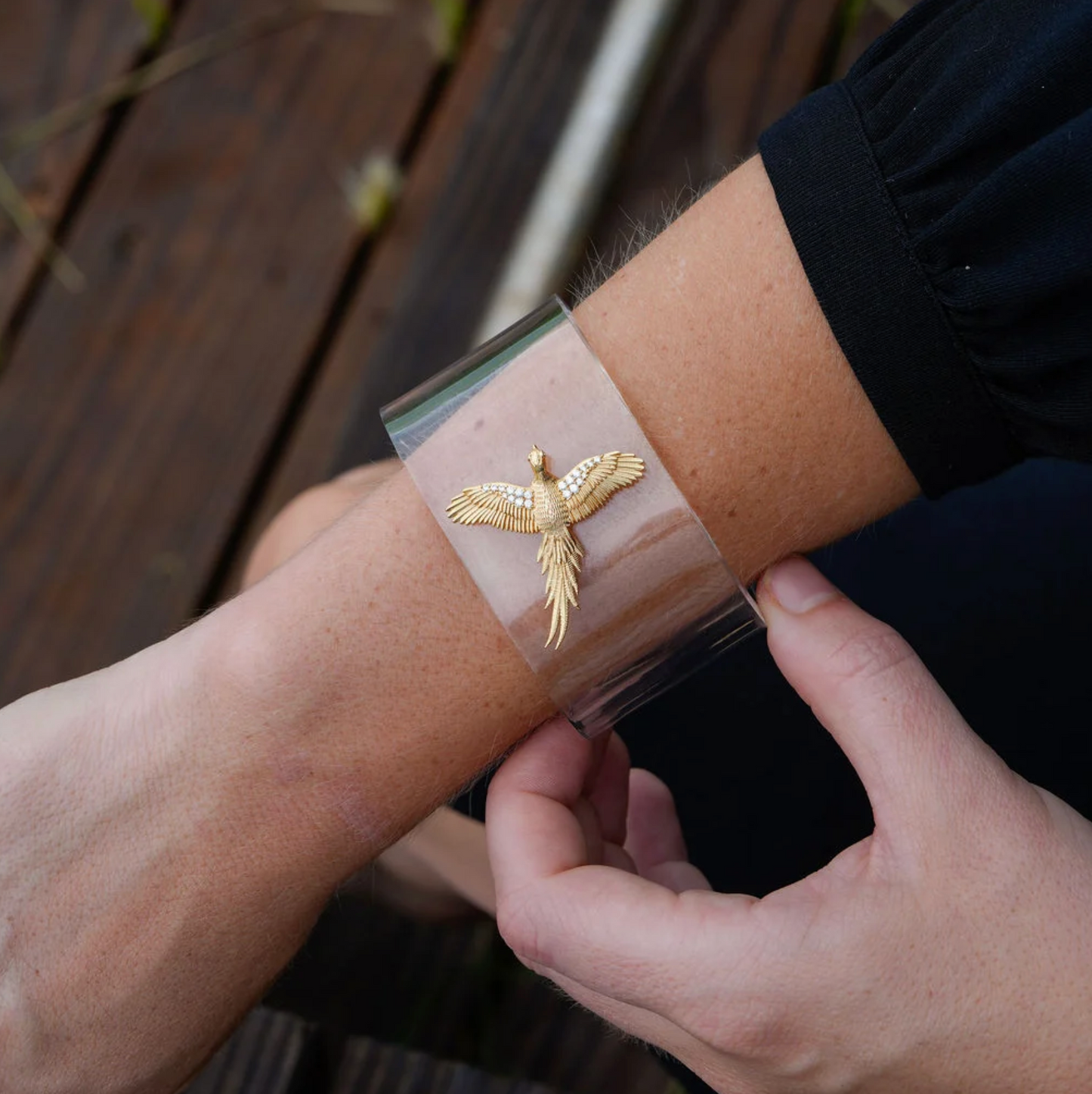 PHEASANT ACRYLIC CUFF BRACELET
