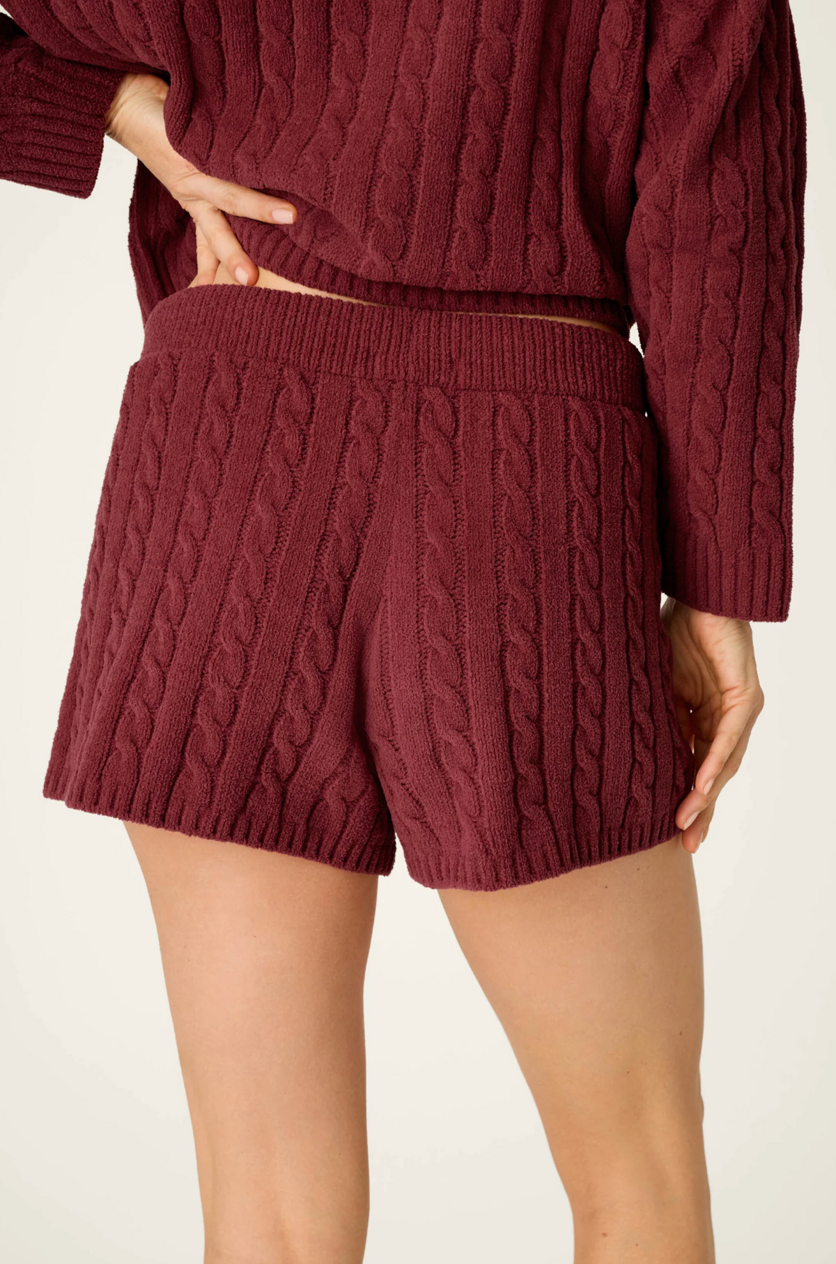 COZY CHENILLE CABLE KNIT LOUNGE SHORTS