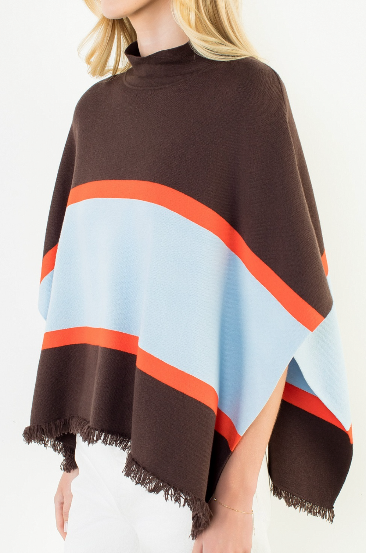 COLOR BLOCKED PONCHO