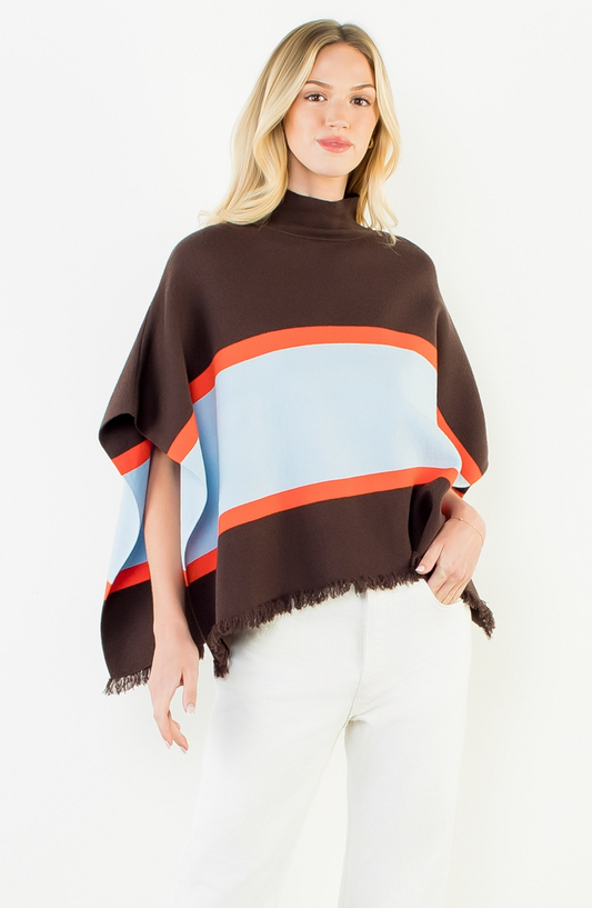 COLOR BLOCKED PONCHO
