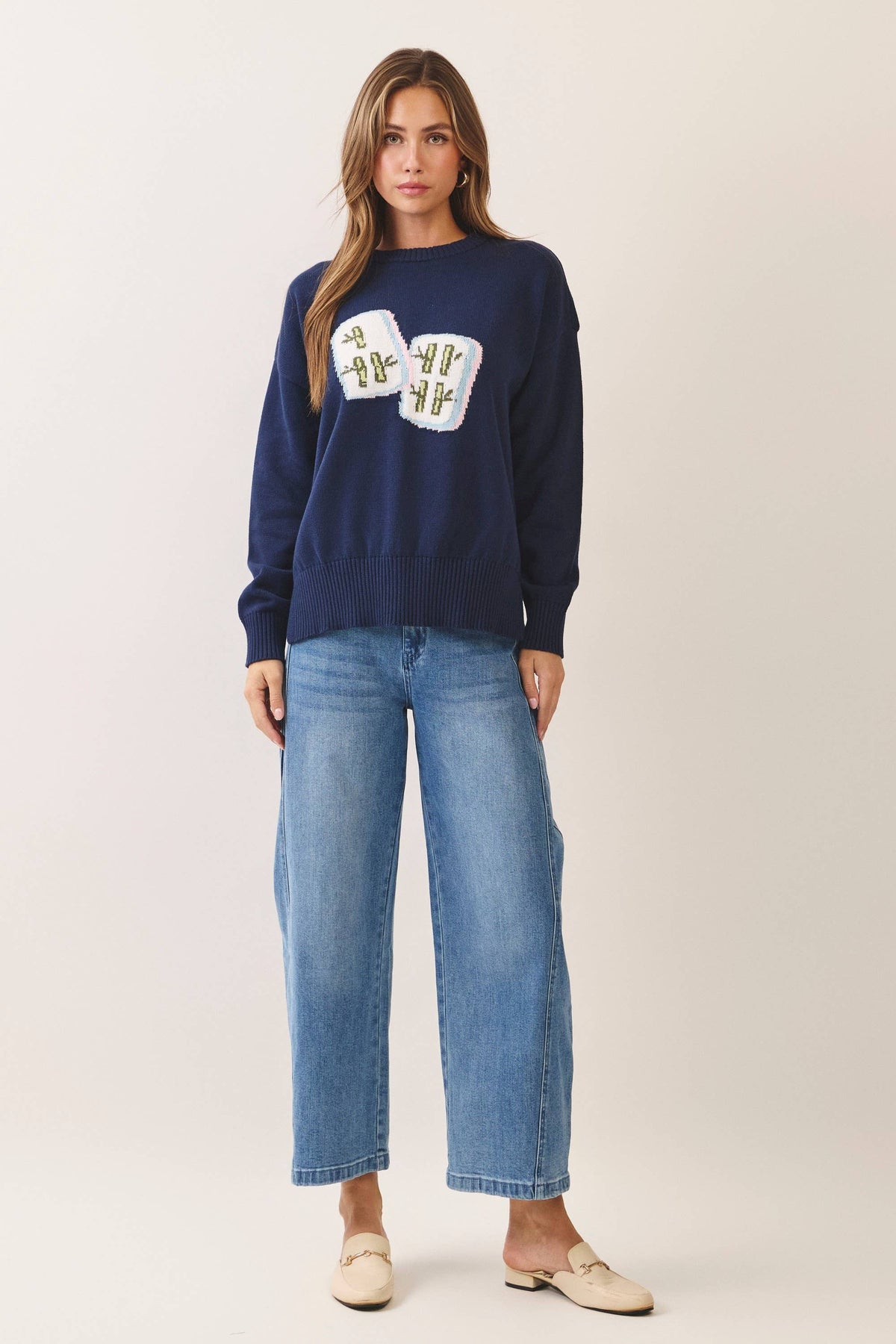 DICE INTARSIA CREW NECK SWEATER