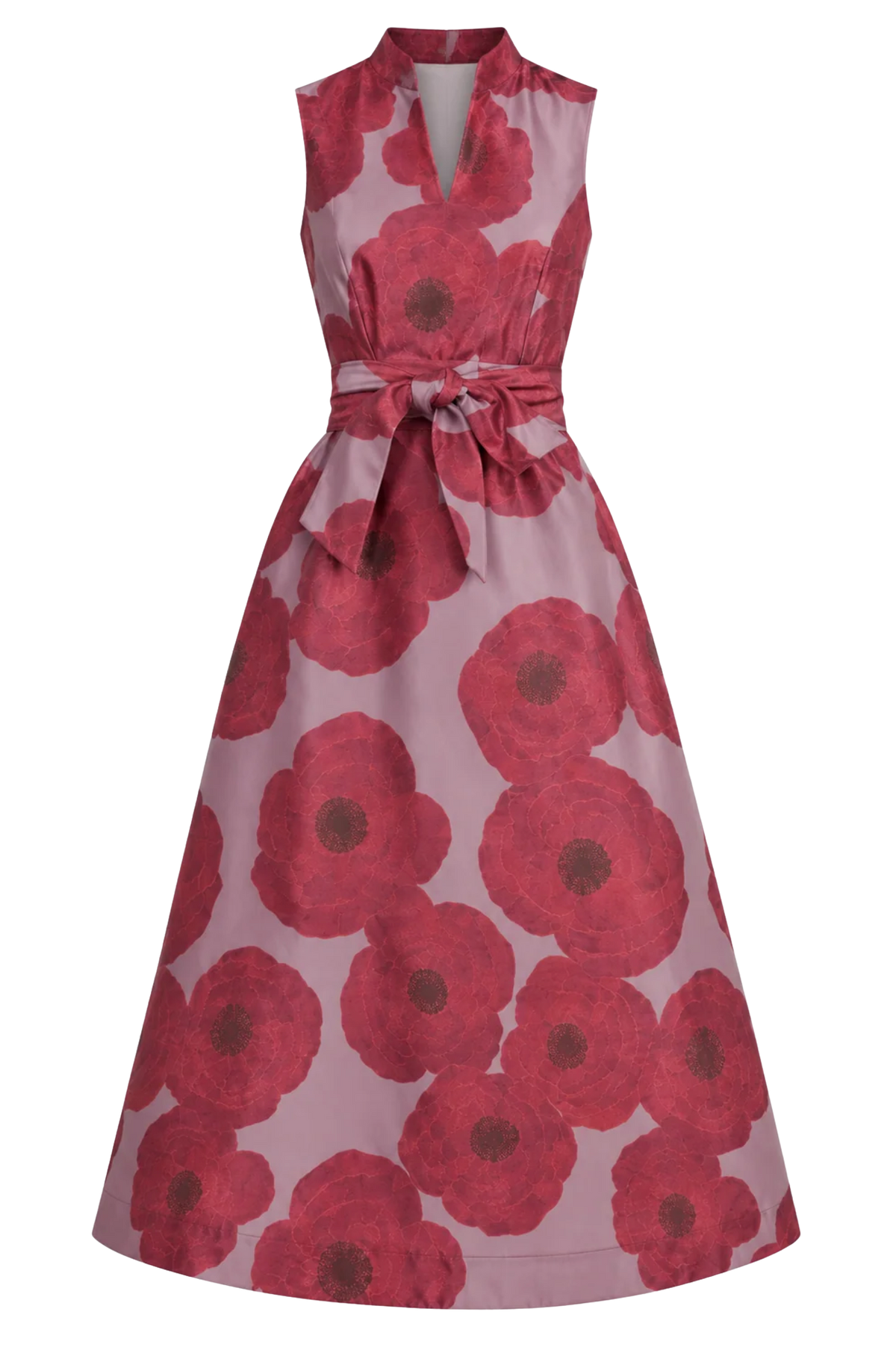 STAND COLLAR FIT & FLARE DRESS