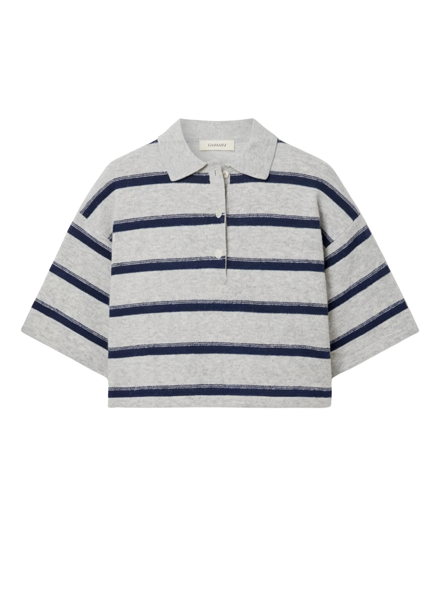 STRIPED RUGBY POLO SWEATER