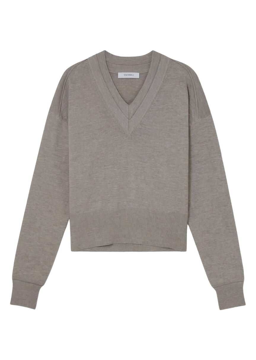 L/S CROPPED DOUBLE V W/ BACK YOKE