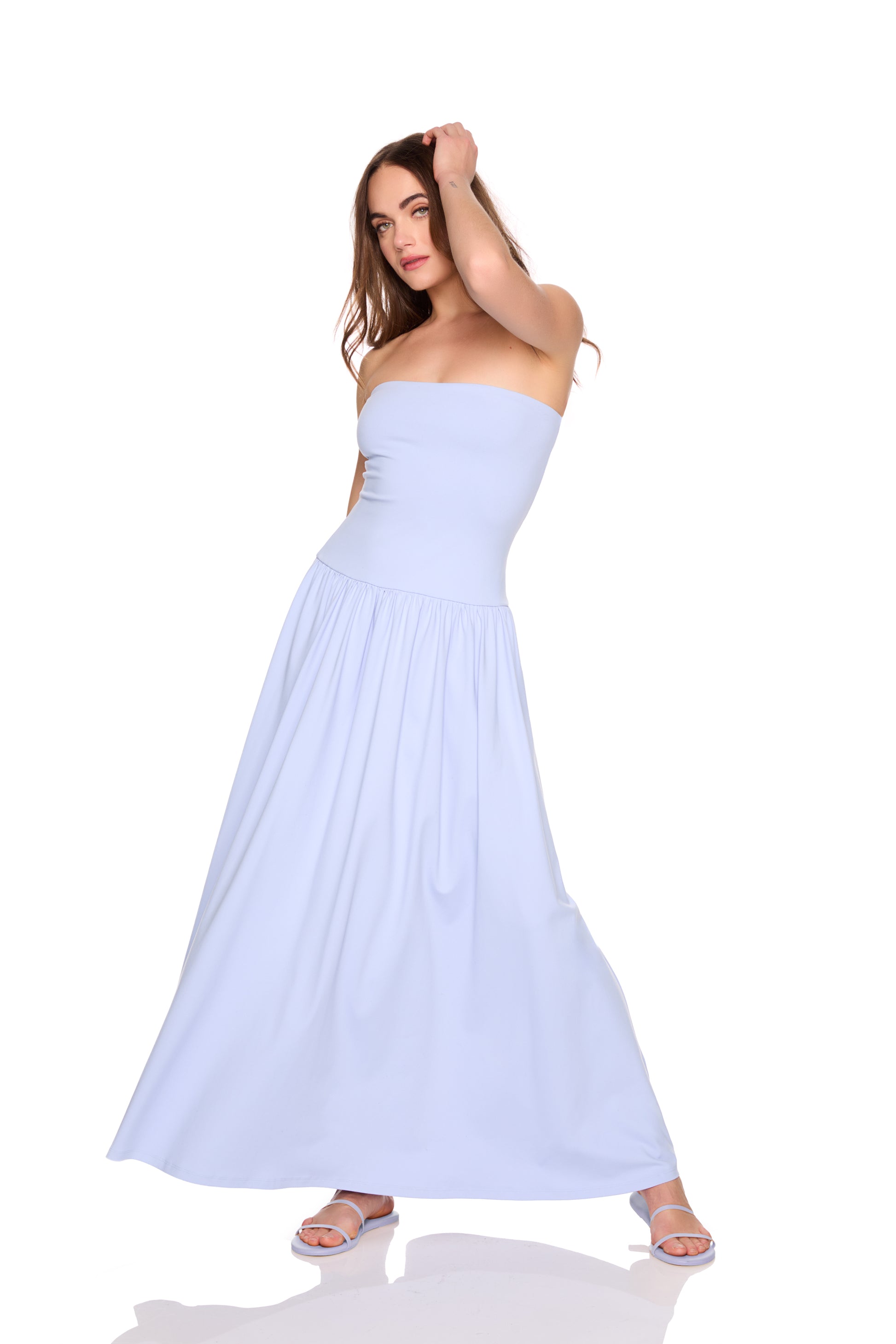 tube drop waist maxi dress 42"