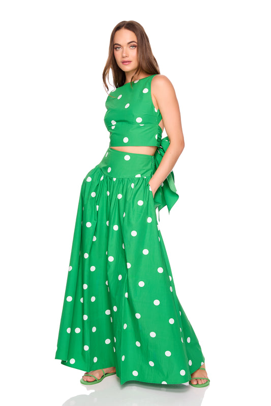 poplin polka dot drop waist skirt 42"