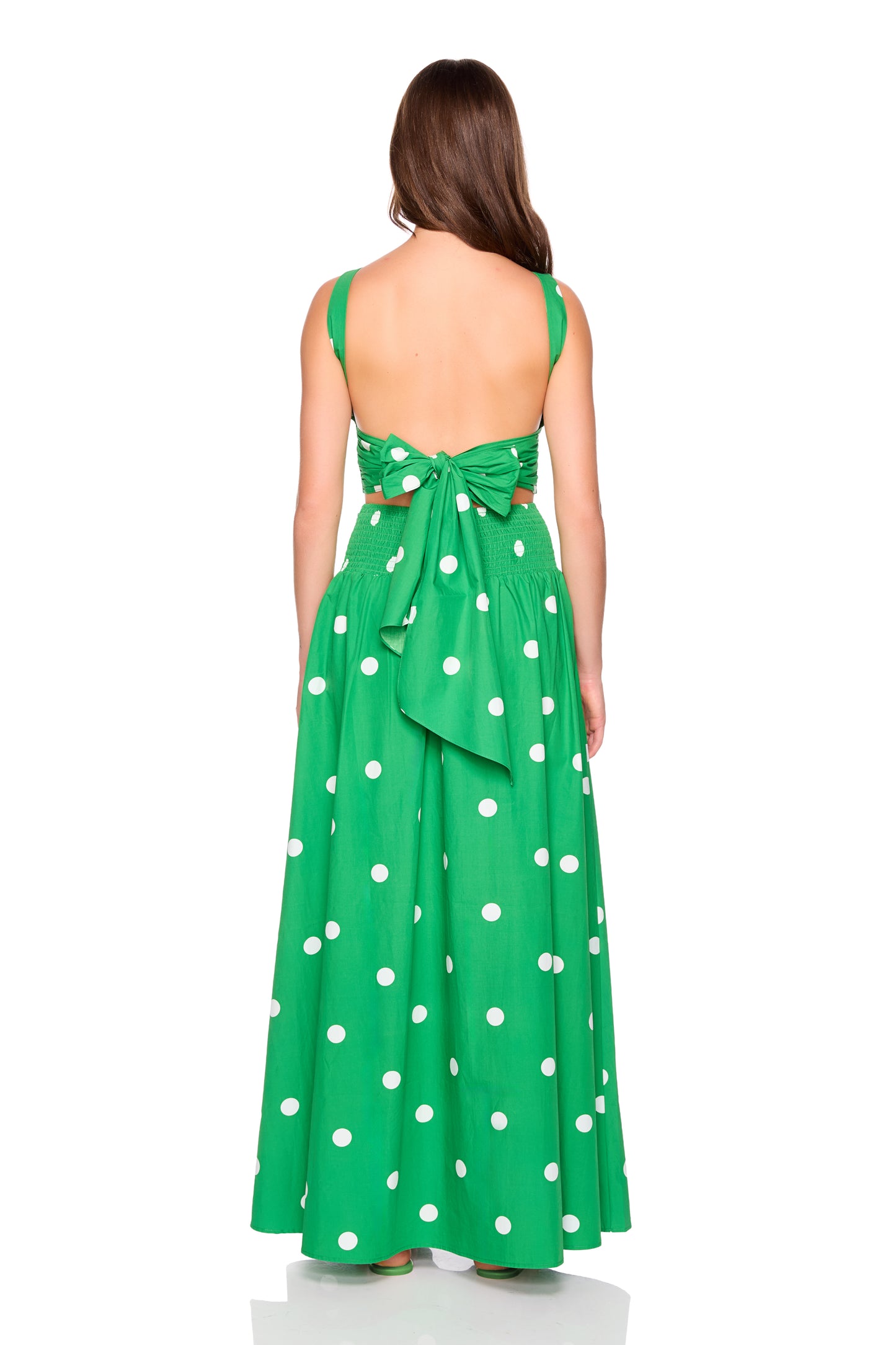 poplin polka dot drop waist skirt 42"