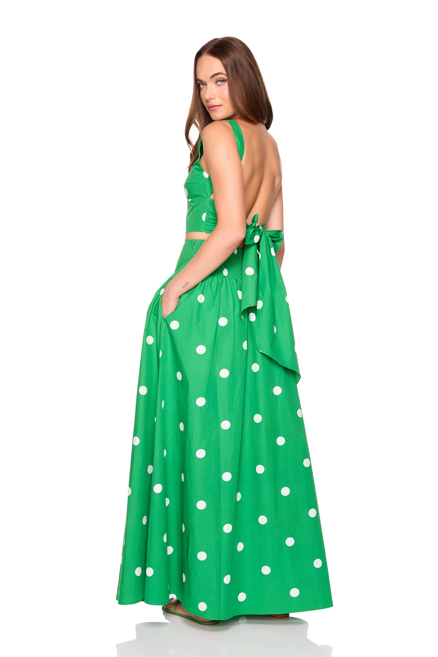 poplin polka dot drop waist skirt 42"