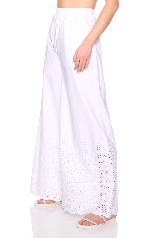 embroidered wide leg pant 32" inseam