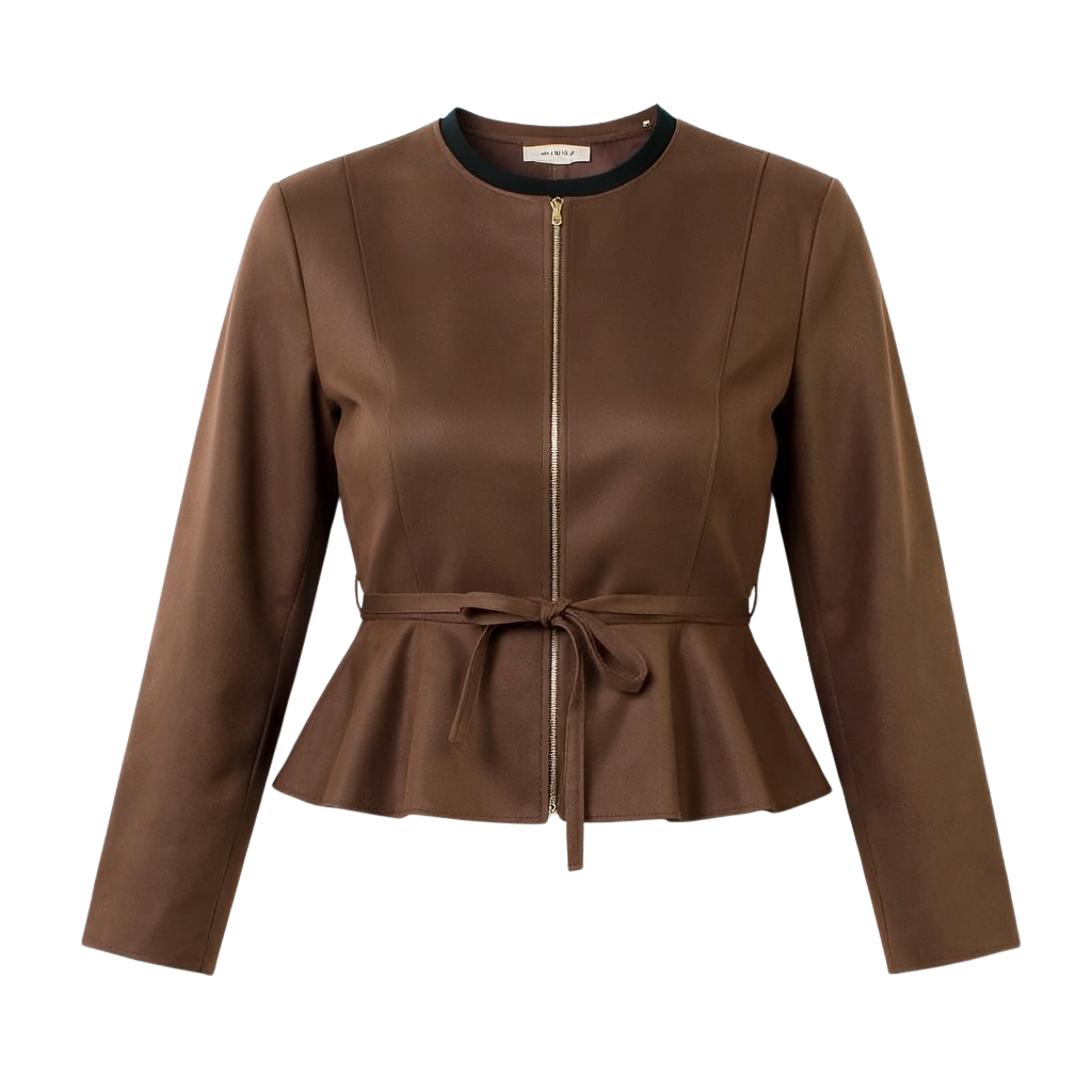 ZIPPER JACKET WITH TIE WAIST