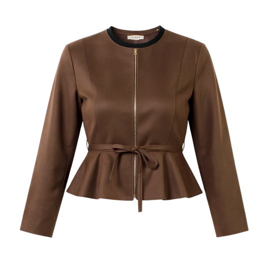 ZIPPER JACKET WITH TIE WAIST