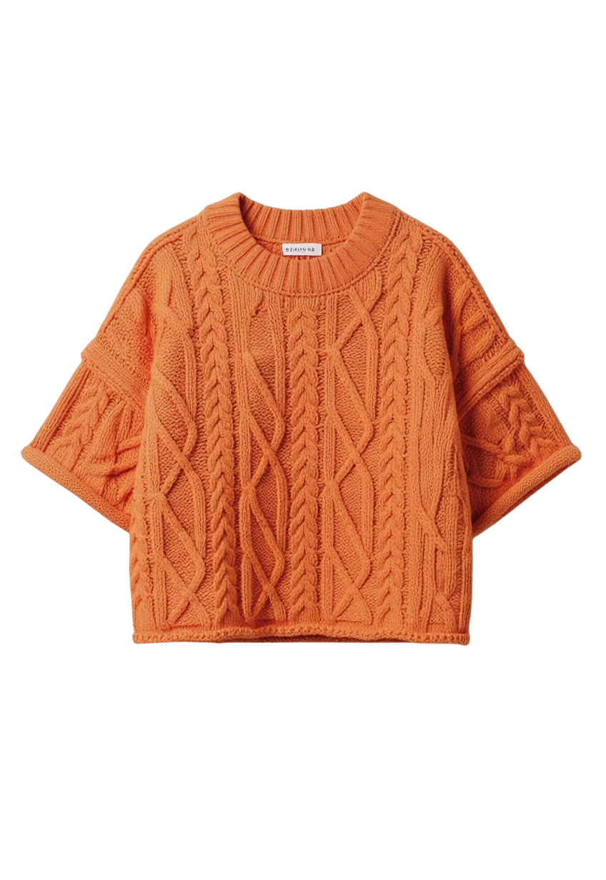 ROUND NECK SHORT SLEEVE KNIT SWEATER TOP