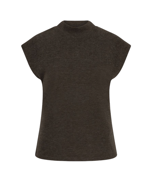 SLEEVELESS MOCK NECK SWEATER