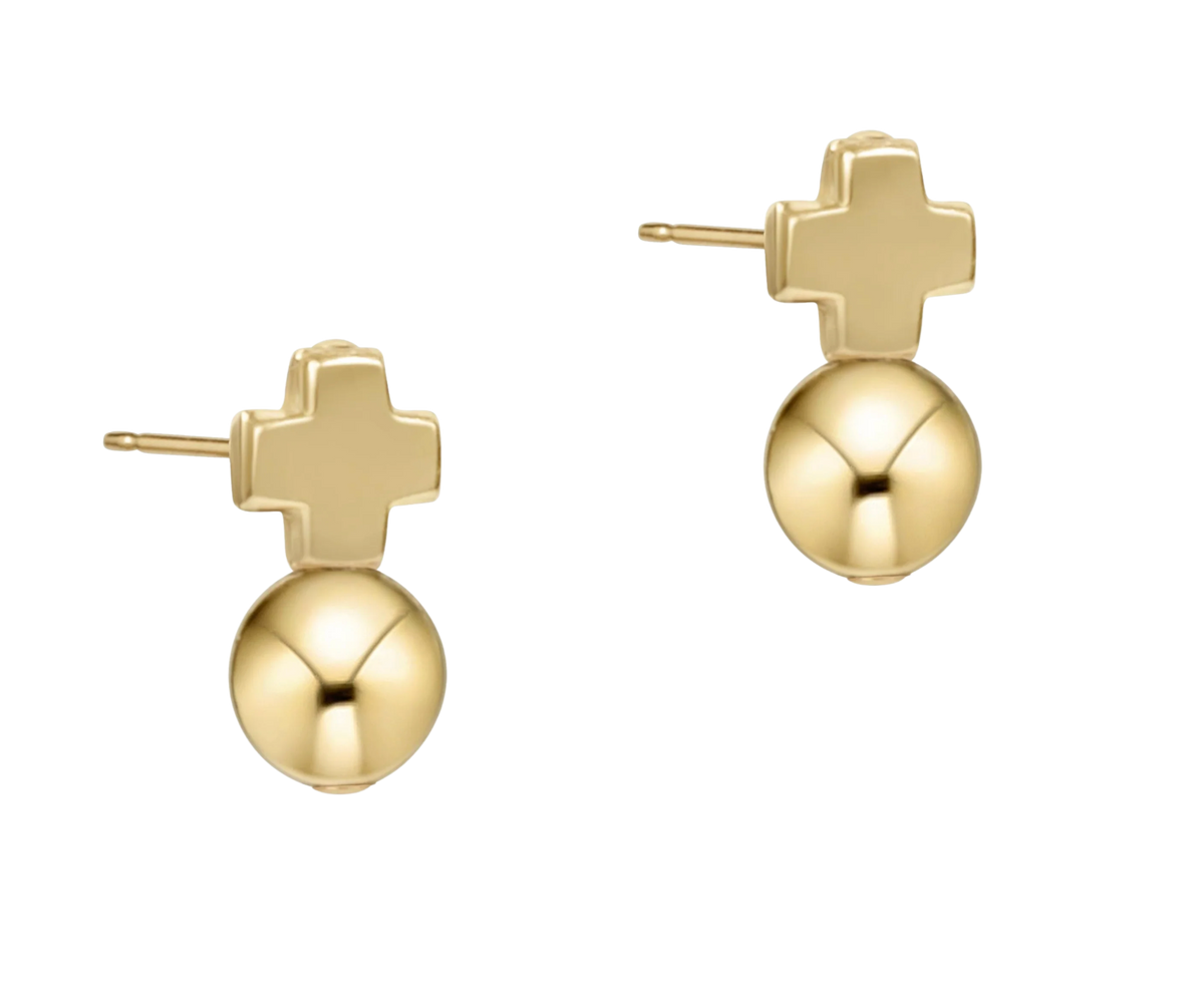 SIGNATURE CROSS GOLD STUD EARRINGS