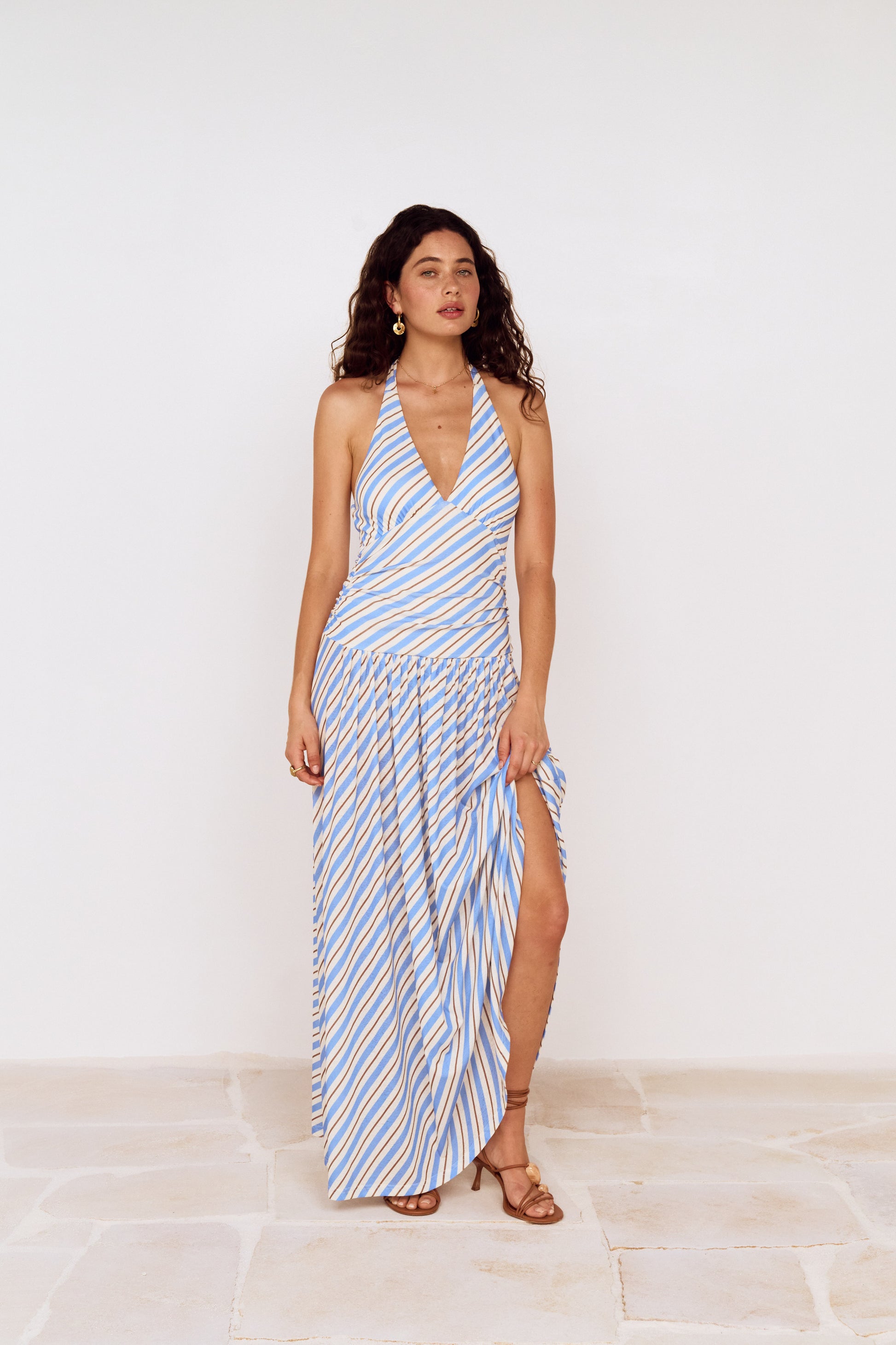 SANCIA HALTER NECK MIDI DRESS