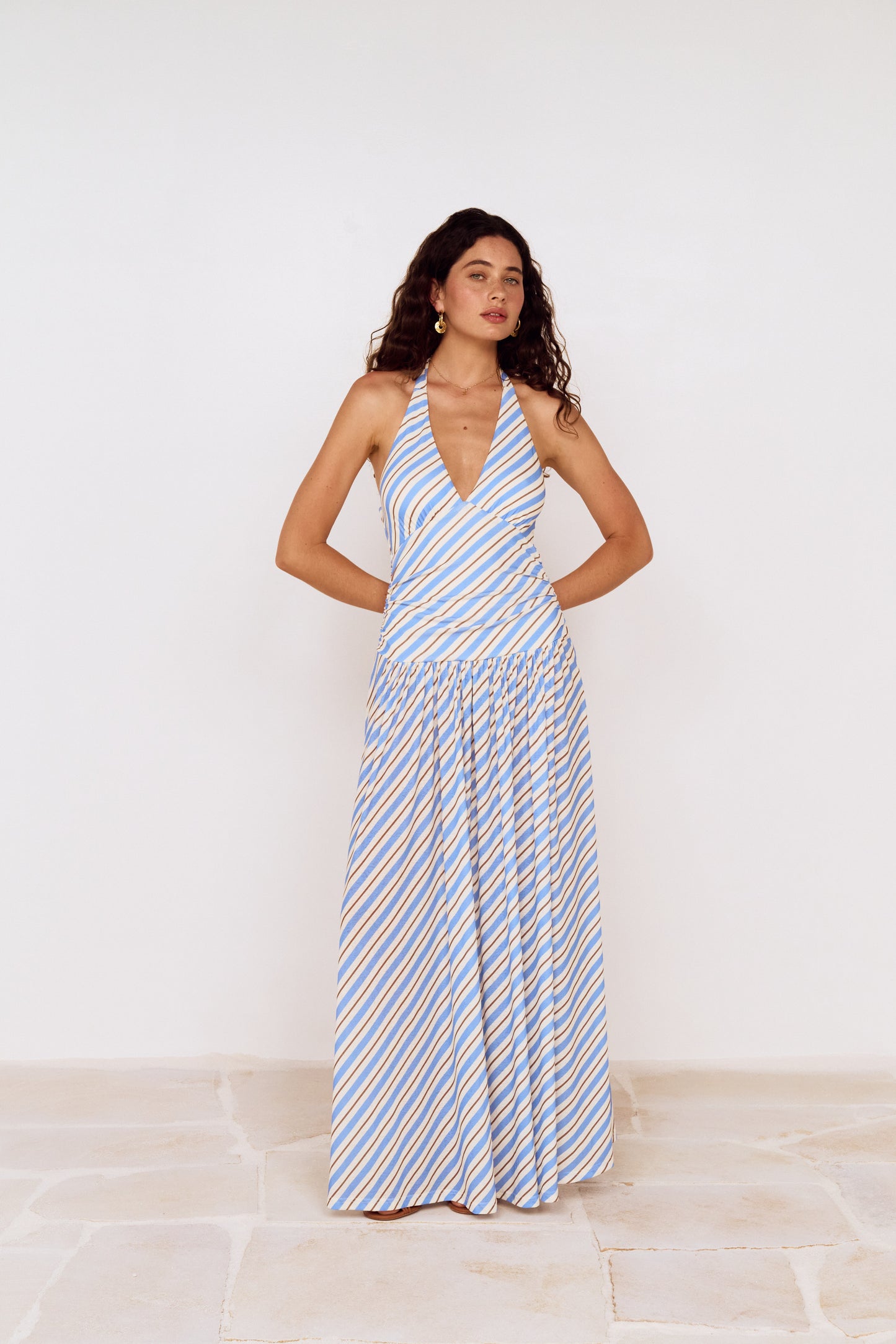 SANCIA HALTER NECK MIDI DRESS