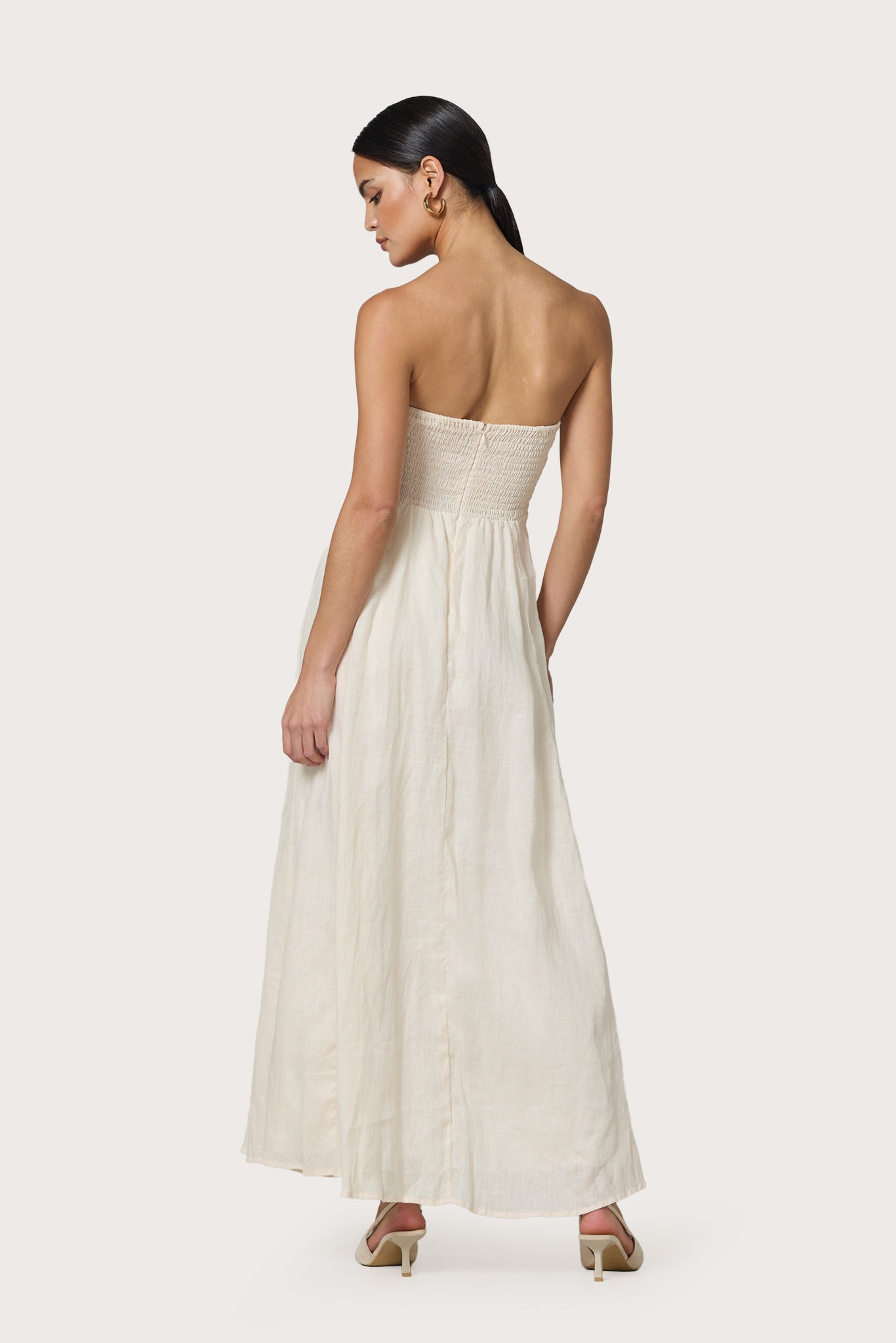 Talia Pintuck Linen Maxi Dress