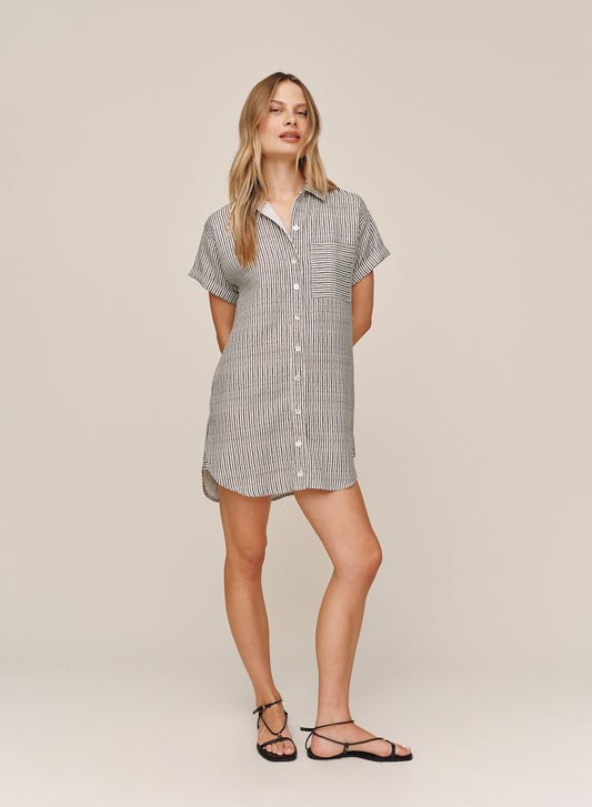 B6881-L02-304 - ROLL SLEEVE POCKET SHIRT DRESS