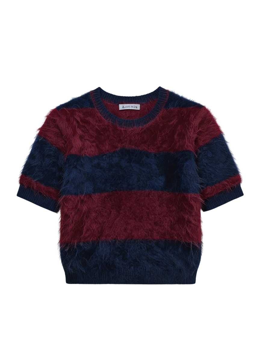 RUGBY STRIPED CROPPPED S/S CREW