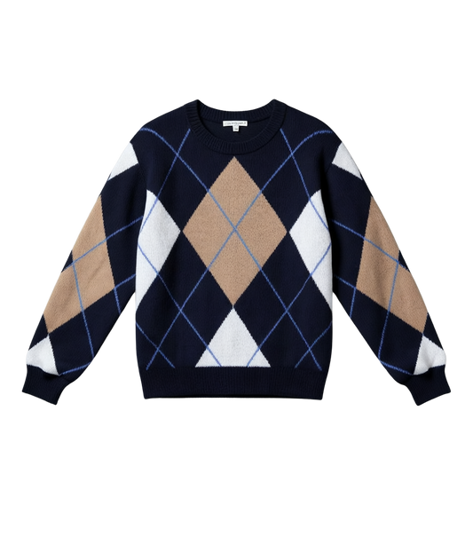 CLASSIC ARGYLE DIAMOND KNIT SWEATER