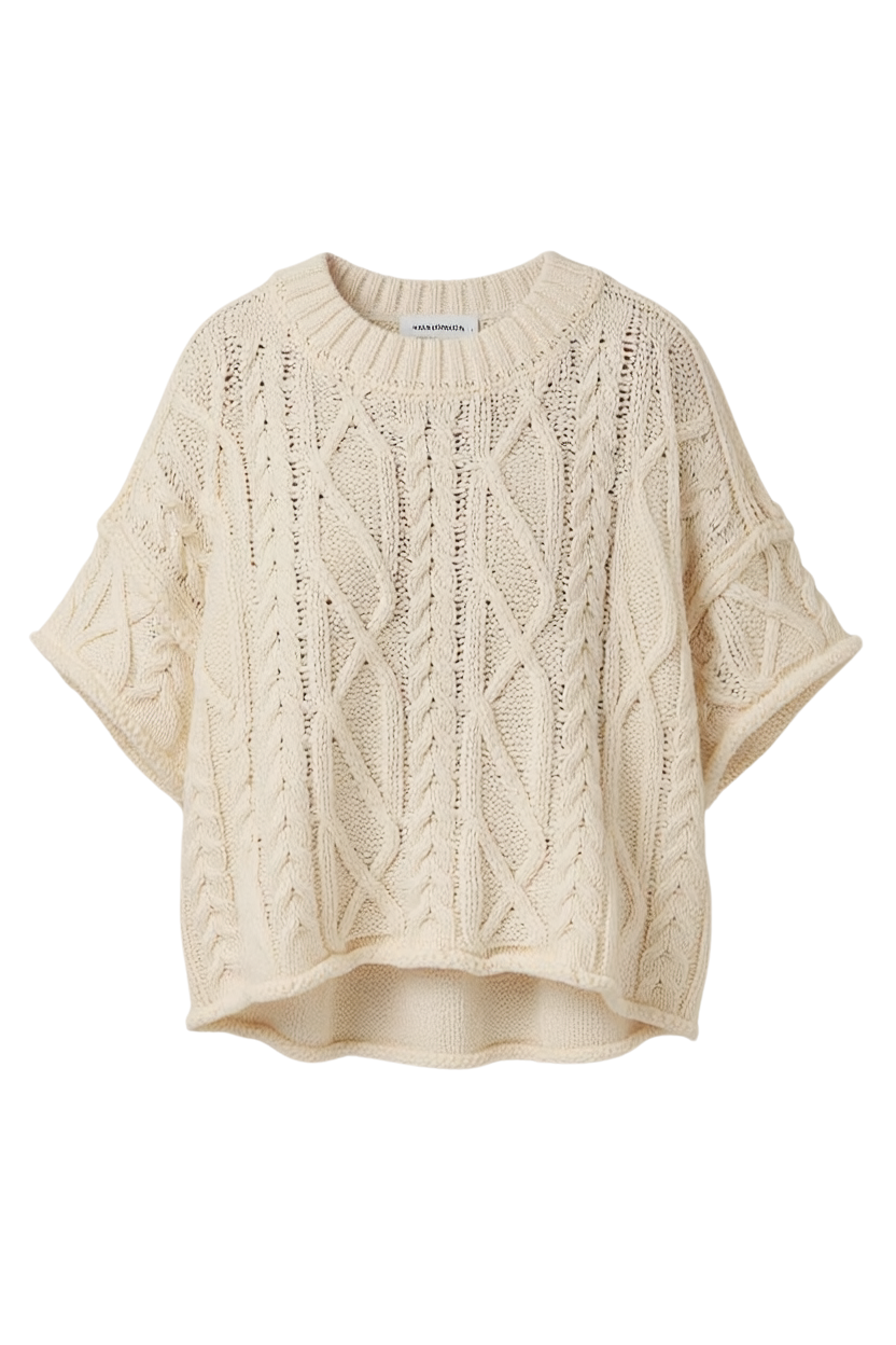 ROUND NECK SHORT SLEEVE KNIT SWEATER TOP