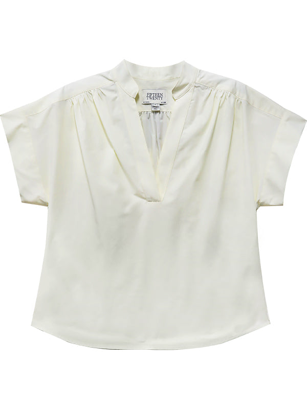 Olive Short Sleeve V Neck Top