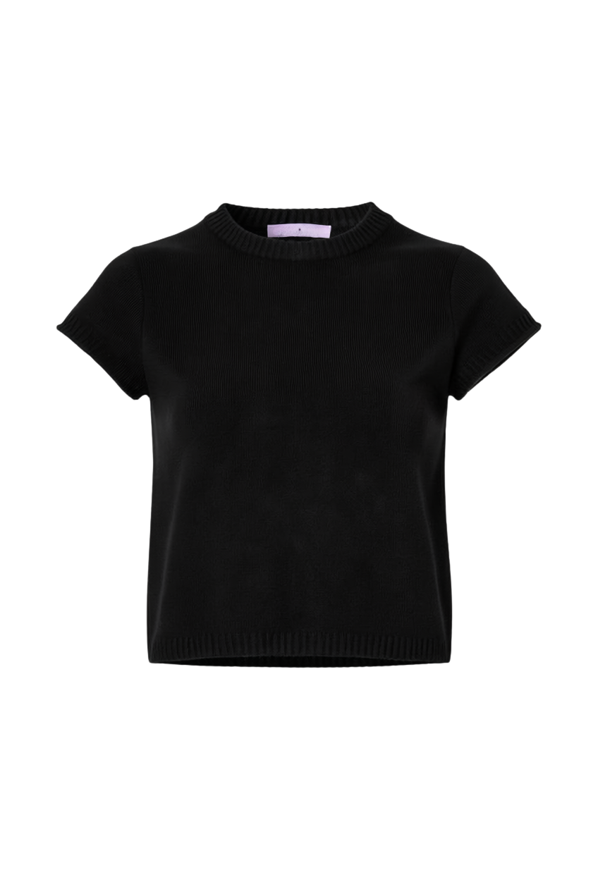 CREWNECK SHORT SLEEVE SWEATER TOP