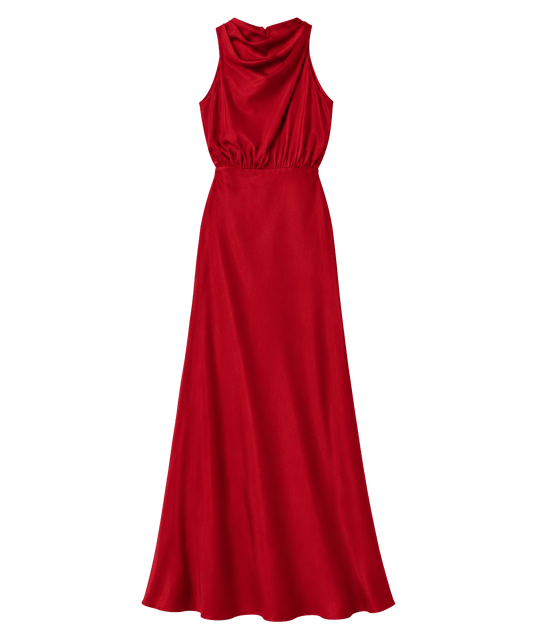 KATE COWL DRAPE ASSYMMETRICAL MAXI DRESS