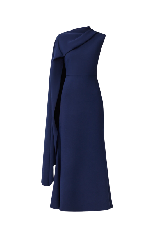 LEONARA ASYMMETRIC CAPE MAXI DRESS