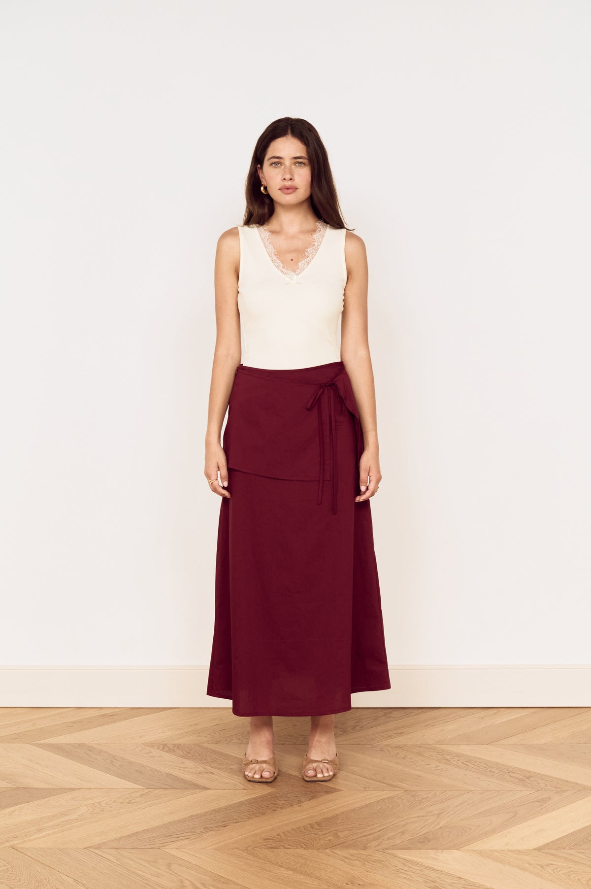LOLA OVERLAY MIDI SKIRT