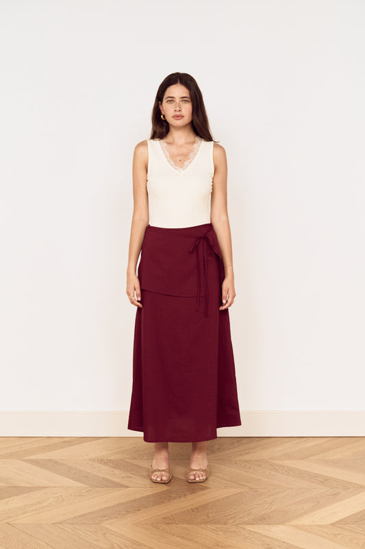 LOLA OVERLAY MIDI SKIRT