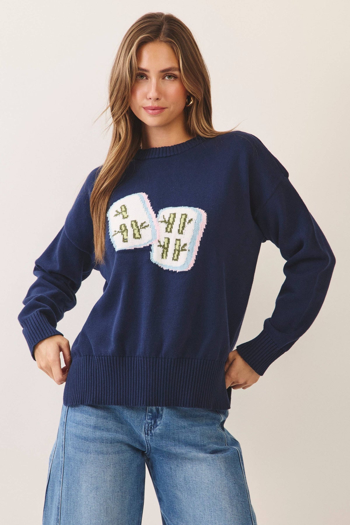 DICE INTARSIA CREW NECK SWEATER