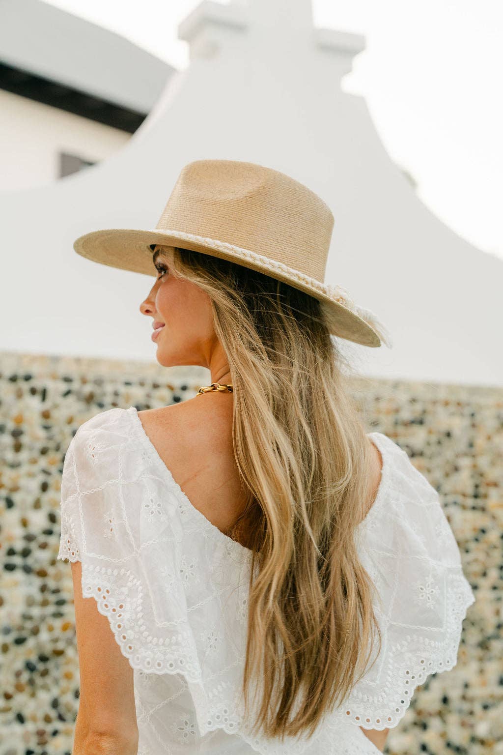 Natural Palm - White Braid