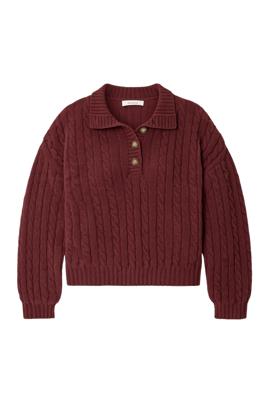 COZY CHENILLE CABLE KNIT V NECK SWEATER