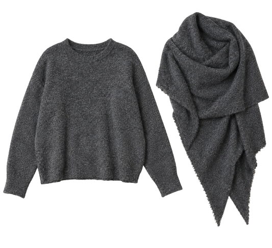 YUMI SWEATER TOP 2PC SHAWL SET