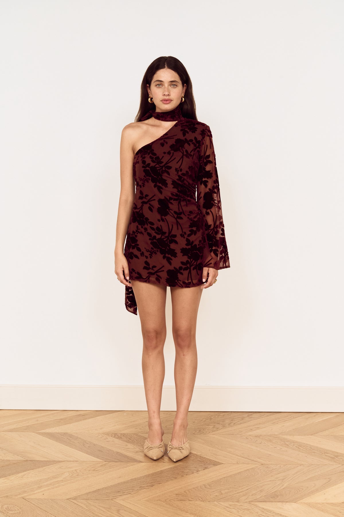 ANOUK VELVET SCARF MINI DRESS