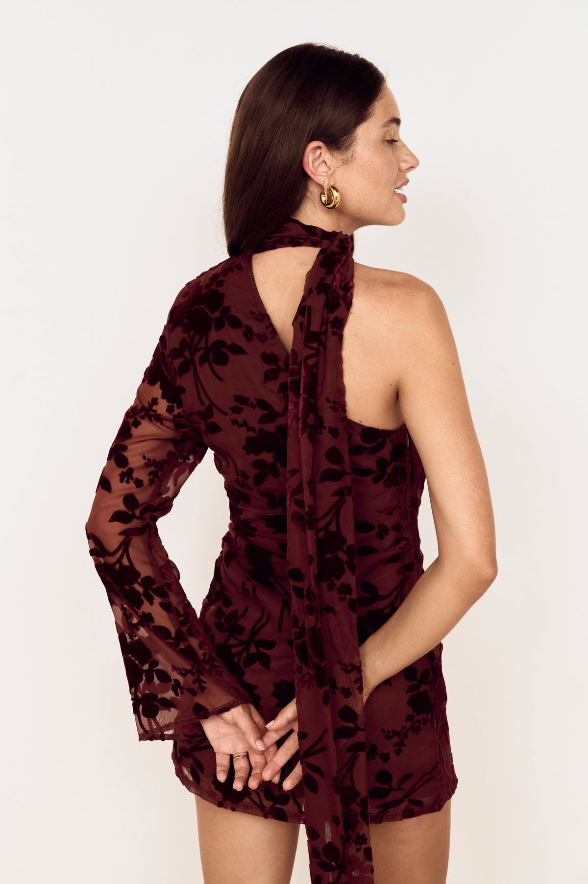 ANOUK VELVET SCARF MINI DRESS