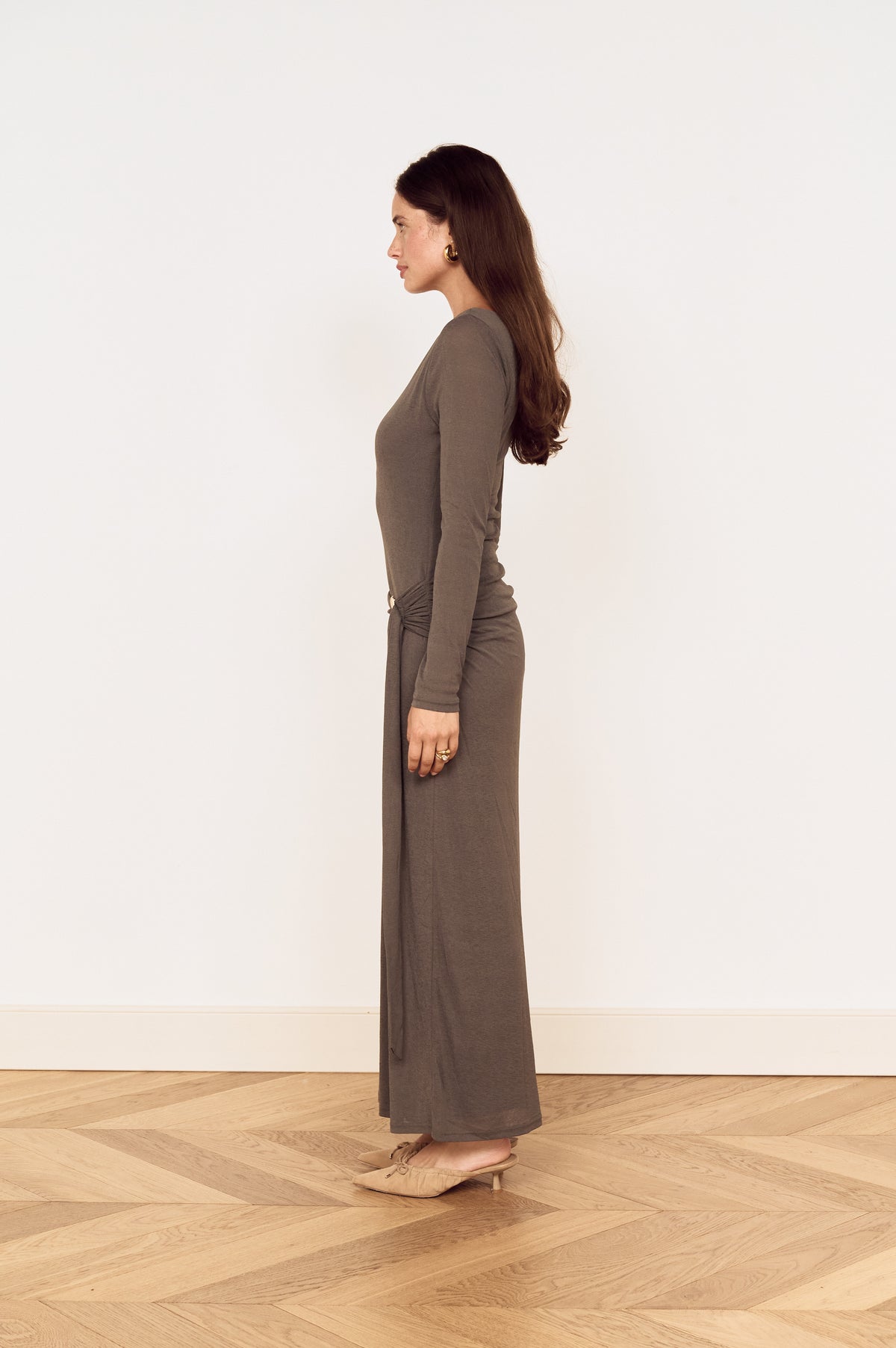 LUNAR TIE DETAIL MIDI DRESS